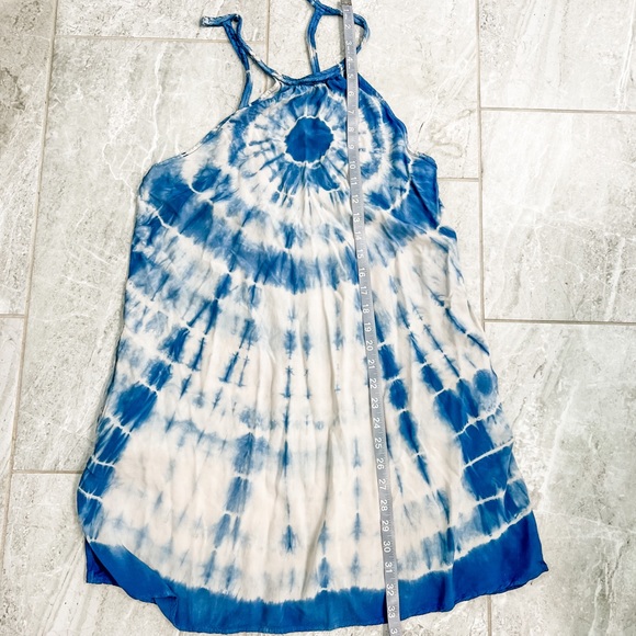 American Eagle Blue Tie Dye Halter Racerback Sun Dress Size Small - Picture 9 of 12